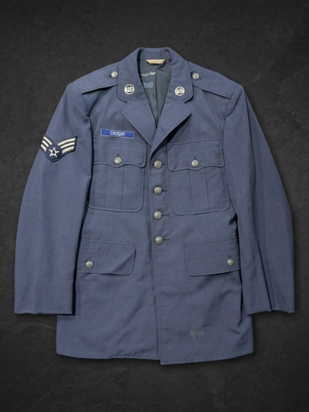 Vintage Military Blue US Airman Jacket with Matching Pants